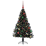 HKH Árvore de Natal Artificial Pré-Iluminada Preto em PVC
