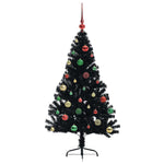 HKH Árvore de Natal Artificial Pré-Iluminada Preto em PVC