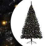 HKH Árvore de Natal Artificial Pré-Iluminada Preto em PVC