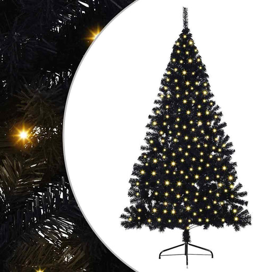 HKH Árvore de Natal Artificial Pré-Iluminada Preto em PVC