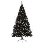 HKH Árvore de Natal Artificial Pré-Iluminada Preto em PVC