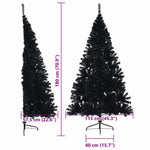 HKH Árvore de Natal Artificial Pré-Iluminada Preto em PVC