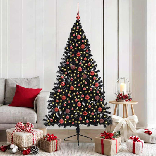 HKH Árvore de Natal Artificial Pré-Iluminada Preto em PVC