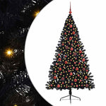 HKH Árvore de Natal Artificial Pré-Iluminada Preto em PVC