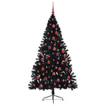 HKH Árvore de Natal Artificial Pré-Iluminada Preto em PVC