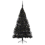 HKH Árvore de Natal Artificial Pré-Iluminada Preto em PVC