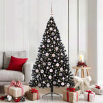 HKH Árvore de Natal Artificial Pré-Iluminada Preto em PVC