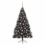 HKH Árvore de Natal Artificial Pré-Iluminada Preto em PVC