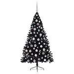HKH Árvore de Natal Artificial Pré-Iluminada Preto em PVC