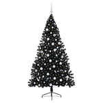 HKH Árvore de Natal Artificial Pré-Iluminada Preto em PVC