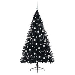 HKH Árvore de Natal Artificial Pré-Iluminada Preto em PVC