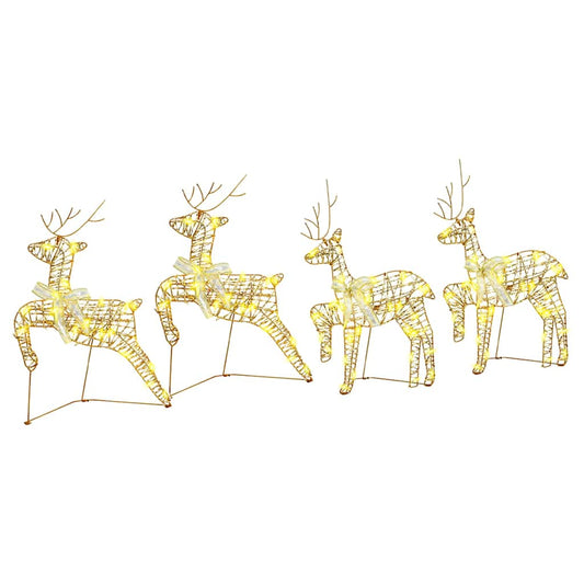 HKH Conjunto de 4 Renas com 80 LED's em PET - Ouro