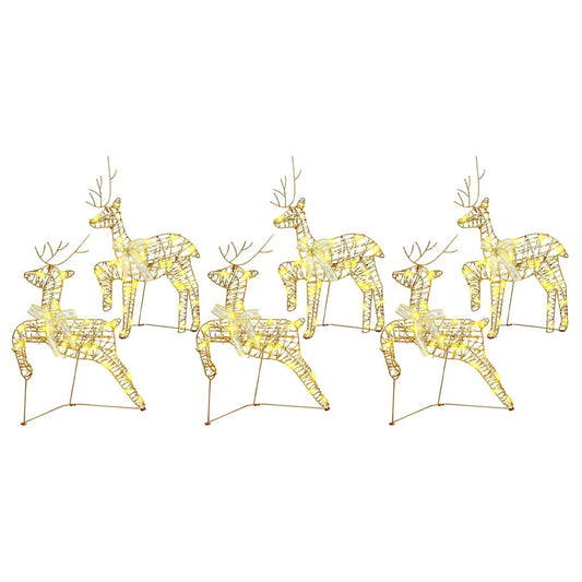 HKH Conjunto de 6 Renas com 180 LED's em PET - Ouro