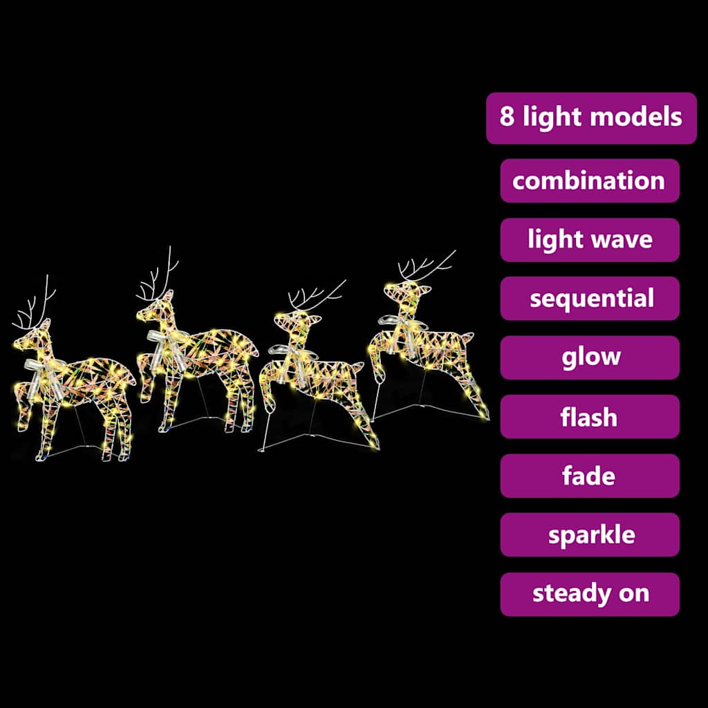HKH Conjunto de 4 Renas com 80 LED's em PET - Colorido
