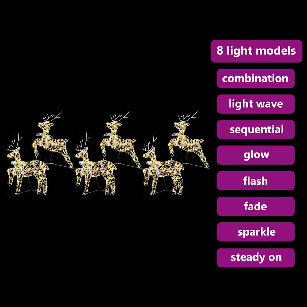 HKH Conjunto de 6 Renas com 180 LED's em PET - Colorido
