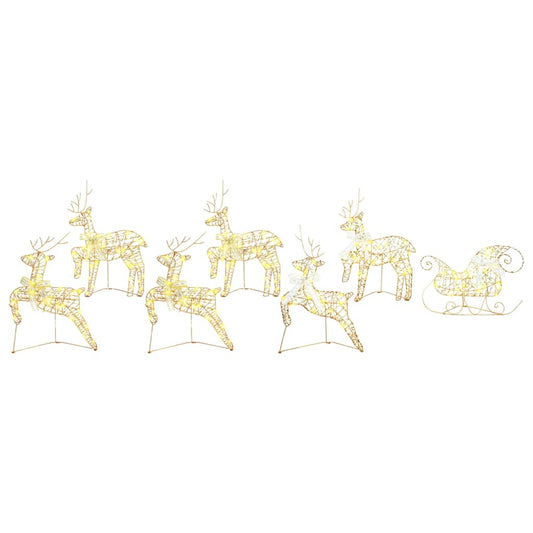 HKH Conjunto de 7 Renas com 40 LED's em PET - Ouro
