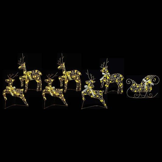 HKH Conjunto de 7 Renas com 40 LED's em PET - Ouro