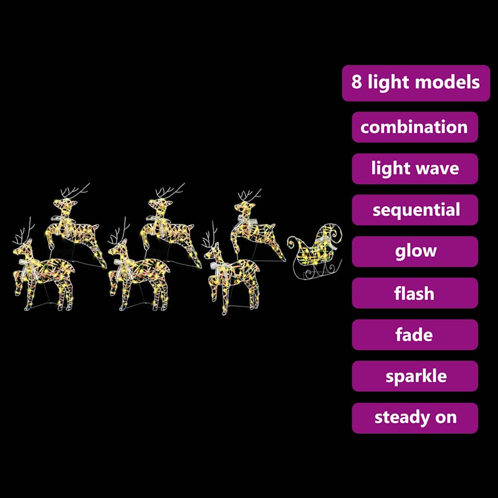 HKH Conjunto de 7 Renas com 40 LED's em PET - Colorido