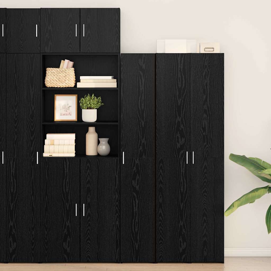 HKH Aparador 2 Piezas Alto de Madera Procesada con 1 Puerta - Roble Negro