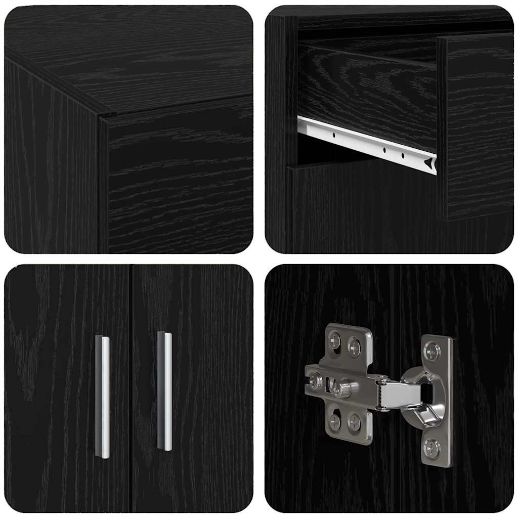 HKH Armario de Almacenamiento Moderno de Madera Procesada con 2 Puertas - Roble Negro