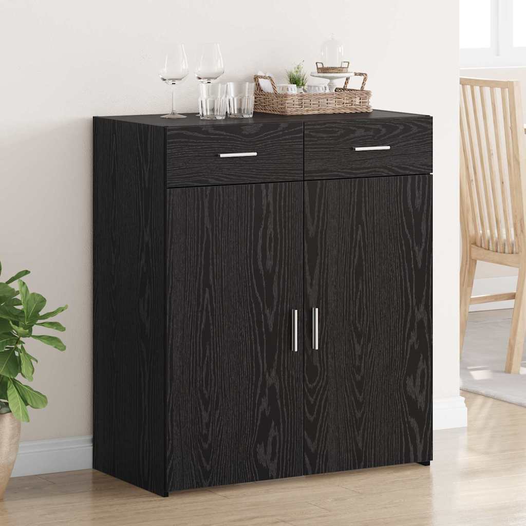 HKH Armario de Almacenamiento Moderno de Madera Procesada con 2 Puertas - Roble Negro