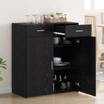 HKH Armario de Almacenamiento Moderno de Madera Procesada con 2 Puertas - Roble Negro