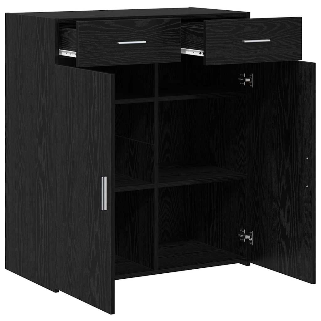 HKH Armario de Almacenamiento Moderno de Madera Procesada con 2 Puertas - Roble Negro