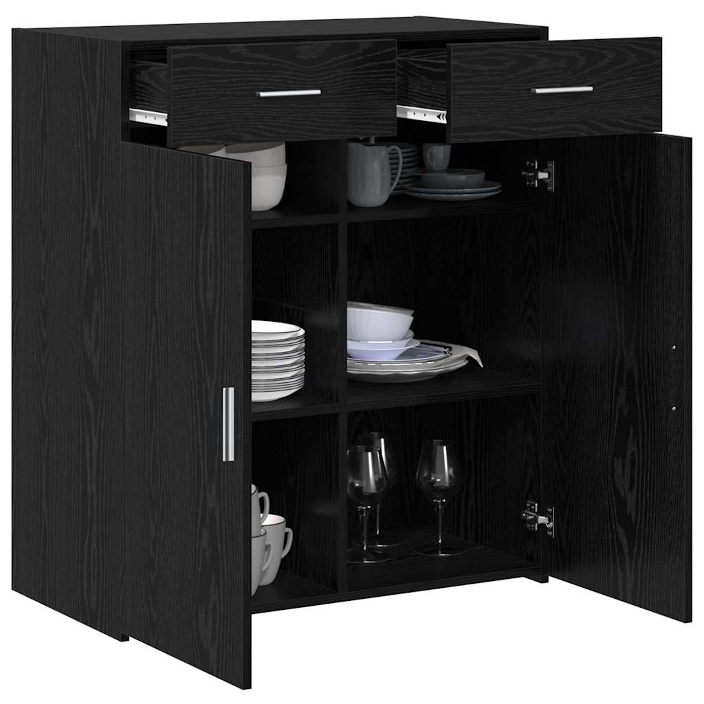 HKH Armario de Almacenamiento Moderno de Madera Procesada con 2 Puertas - Roble Negro