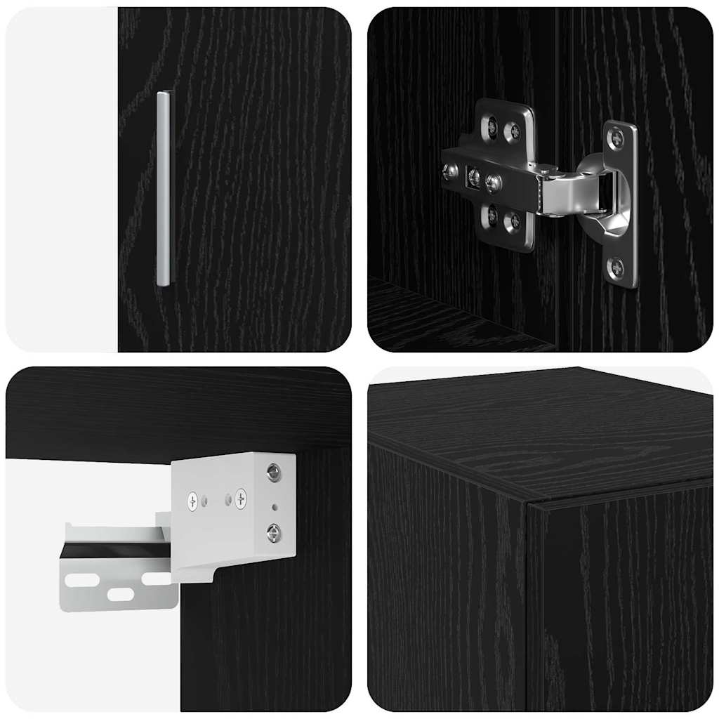 HKH Armario de Almacenamiento Alto de 3 Piezas de Madera Procesada con 2 Puertas - Roble Negro