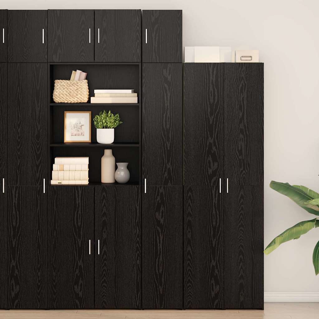 HKH Armario de Almacenamiento Alto de 3 Piezas de Madera Procesada con 2 Puertas - Roble Negro