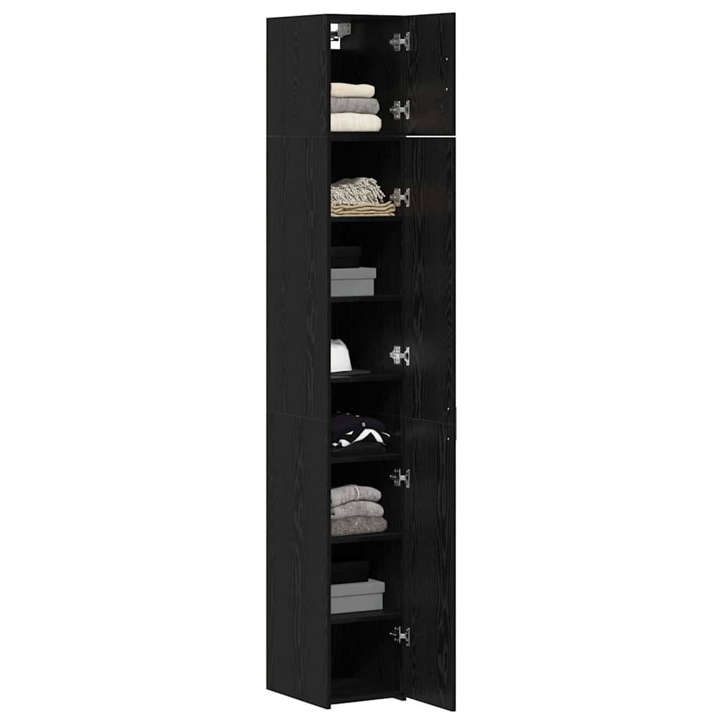 HKH Armario de Almacenamiento Alto de 3 Piezas de Madera Procesada con 2 Puertas - Roble Negro
