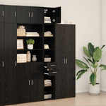 HKH Armario de Almacenamiento 2 Piezas Alto de Madera con 1 Puerta y 2 Cajones - Roble Negro
