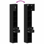 HKH Armario de Almacenamiento 2 Piezas Alto de Madera con 1 Puerta y 2 Cajones - Roble Negro