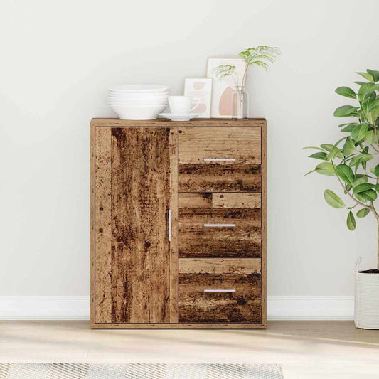 Aparador Moderno HKH de Madera Procesada con 1 Puerta y 3 Cajones - Madera Antigua
