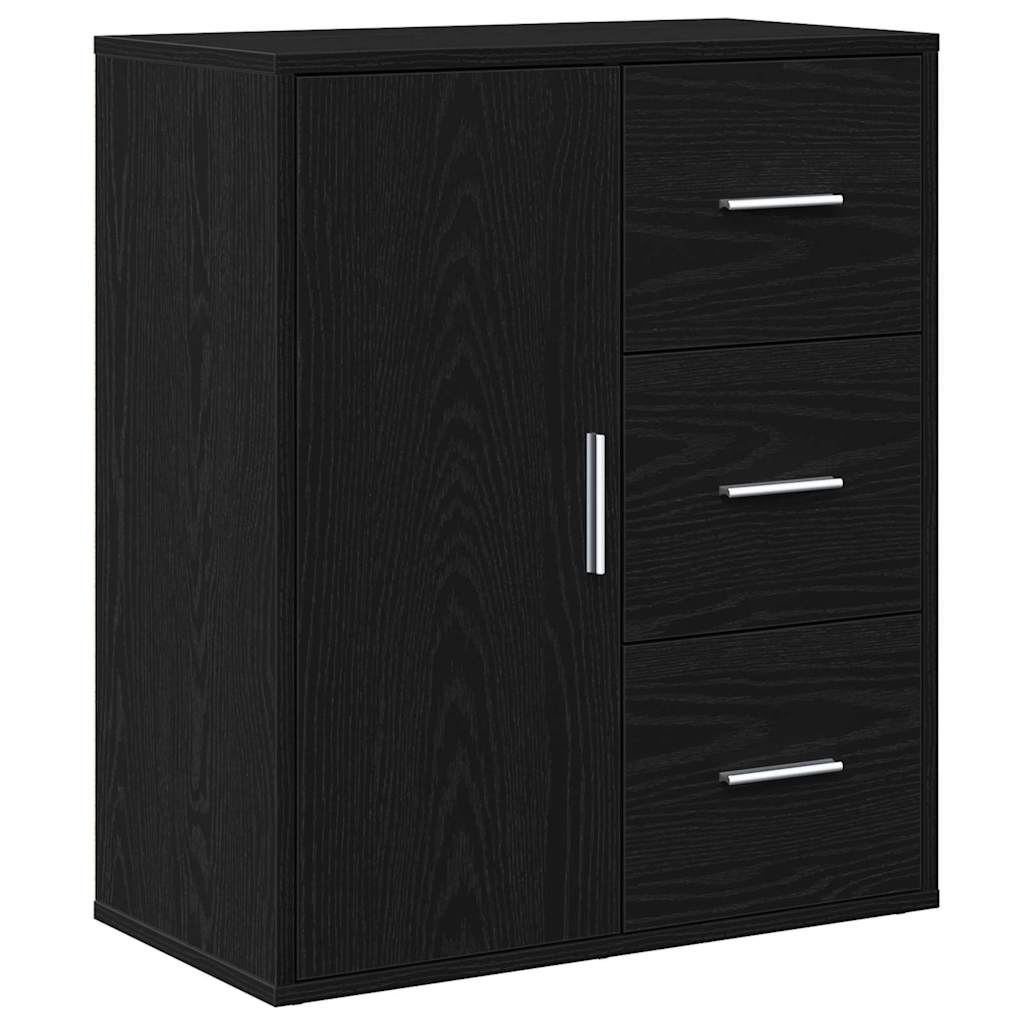 HKH Aparador Moderno de Madera Procesada con 1 Puerta y 3 Cajones - Roble Negro