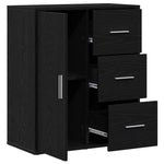 HKH Aparador Moderno de Madera Procesada con 1 Puerta y 3 Cajones - Roble Negro