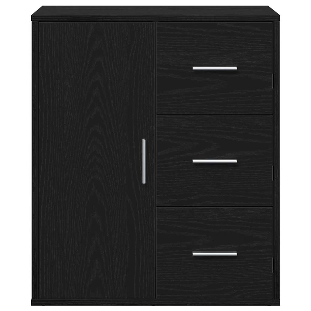 HKH Aparador Moderno de Madera Procesada con 1 Puerta y 3 Cajones - Roble Negro