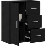 HKH Aparador Moderno de Madera Procesada con 1 Puerta y 3 Cajones - Roble Negro