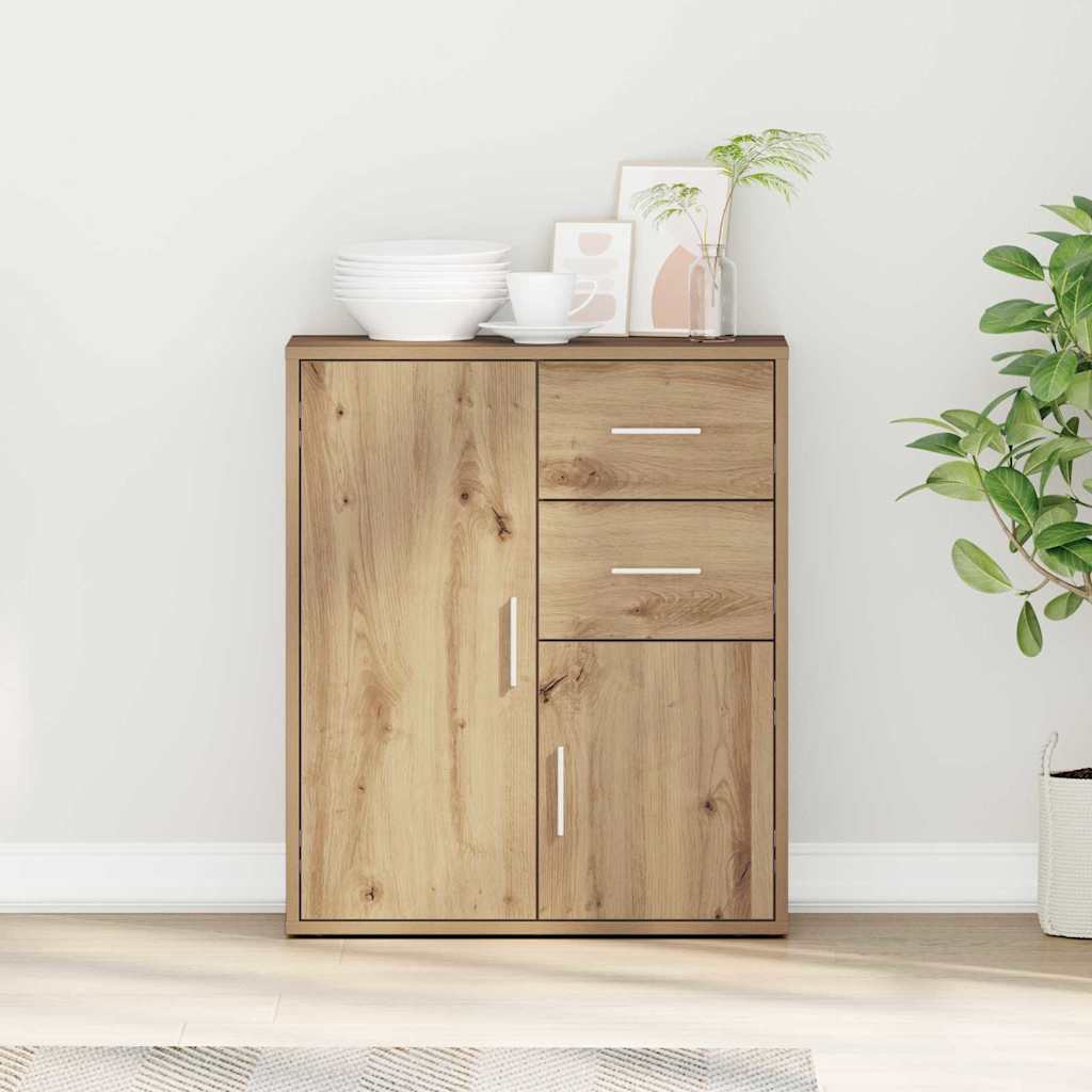 HKH Aparador Moderno de Madera Procesada con 2 Puertas y 2 Cajones - Roble Artesanal