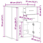 HKH Aparador Moderno de Madera Procesada con 2 Puertas y 2 Cajones - Roble Artesanal