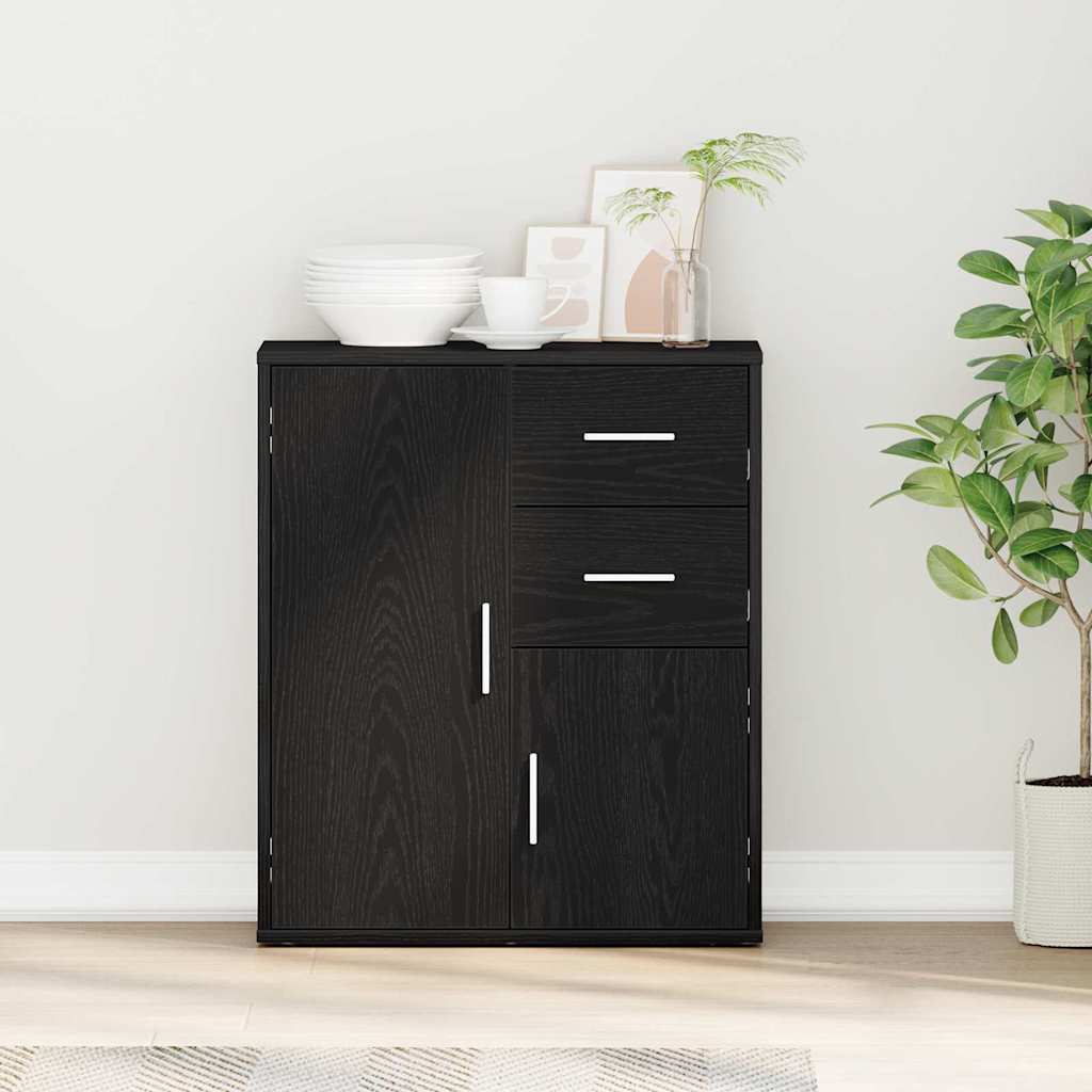 HKH Aparador Moderno de Madera Procesada con 2 Puertas y 2 Cajones - Roble Negro