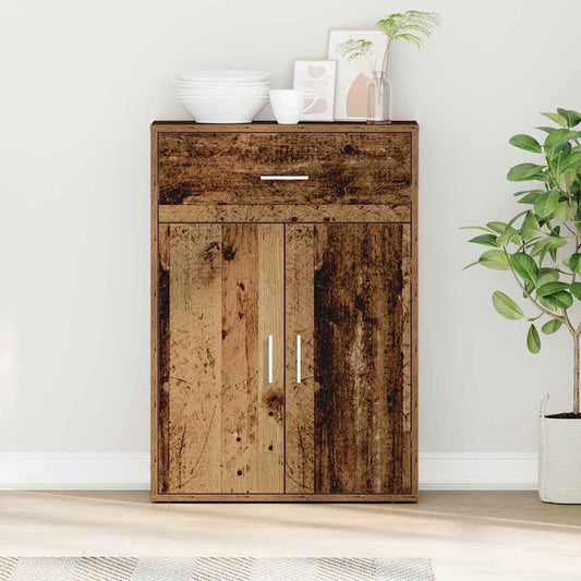 Aparador clásico HKH de madera manufacturada con 2 puertas y 1 cajón - Madera antigua