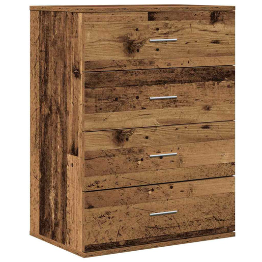Aparador moderno HKH de madera procesada con 4 cajones - Madera envejecida
