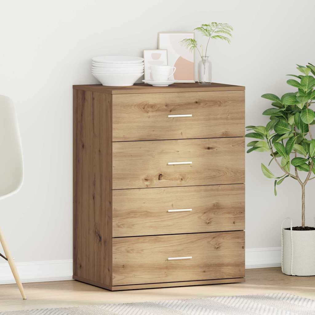 HKH Aparador Moderno de Madera Procesada con 4 Cajones - Roble Artesanal