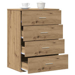 HKH Aparador Moderno de Madera Procesada con 4 Cajones - Roble Artesanal