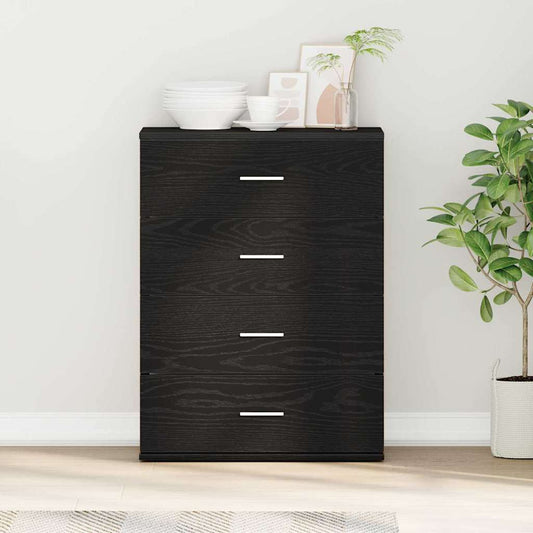 HKH Aparador moderno de aglomerado con 4 cajones - Roble negro