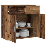 HKH Aparador Moderno em Madeira Processada com 2 Portas e 2 Gavetas - Madeira Antiga