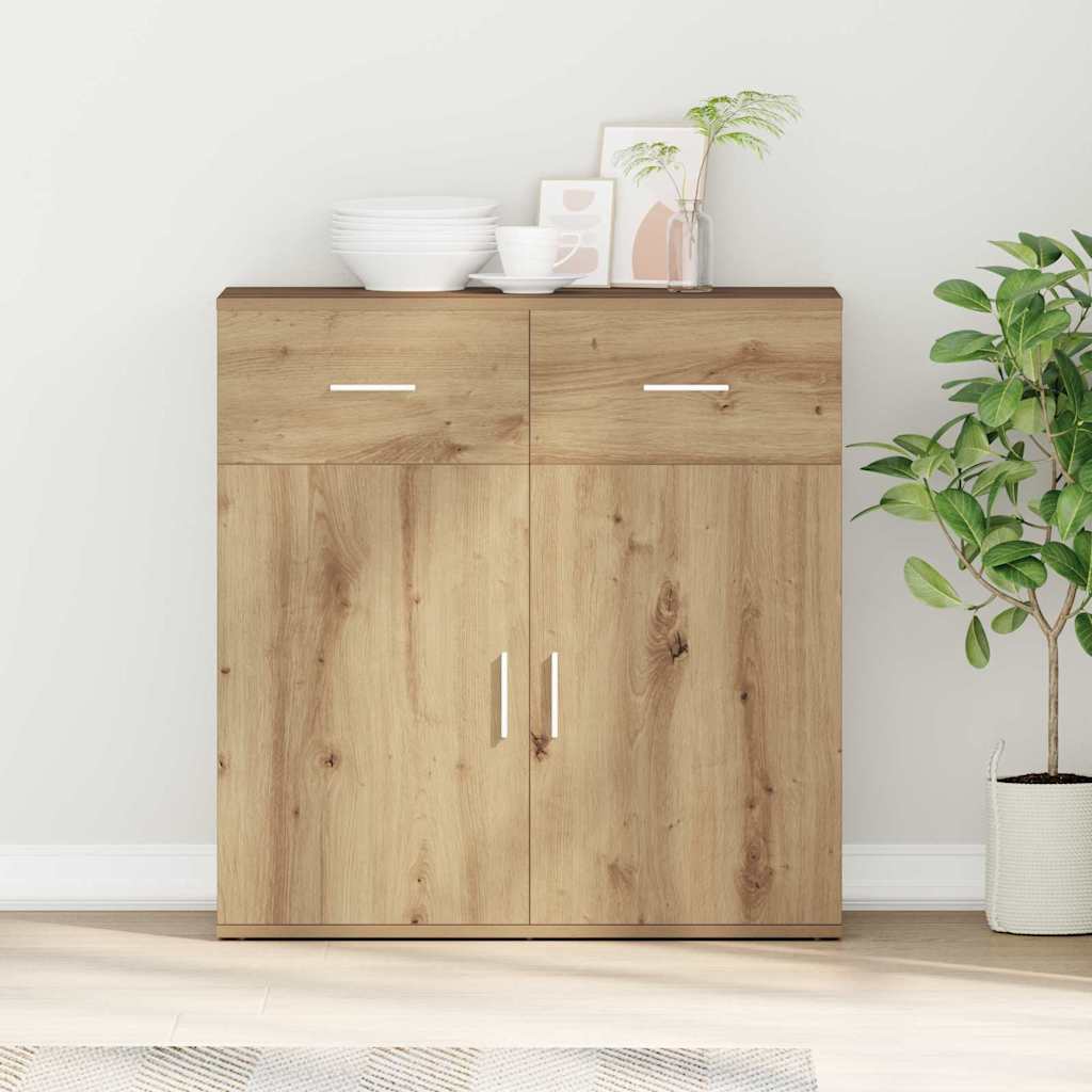 HKH Aparador Moderno de Madera Procesada con 2 Puertas y 2 Cajones - Roble Artesanal