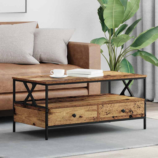 HKH Mesa de Centro con Cajón de Madera Antigua