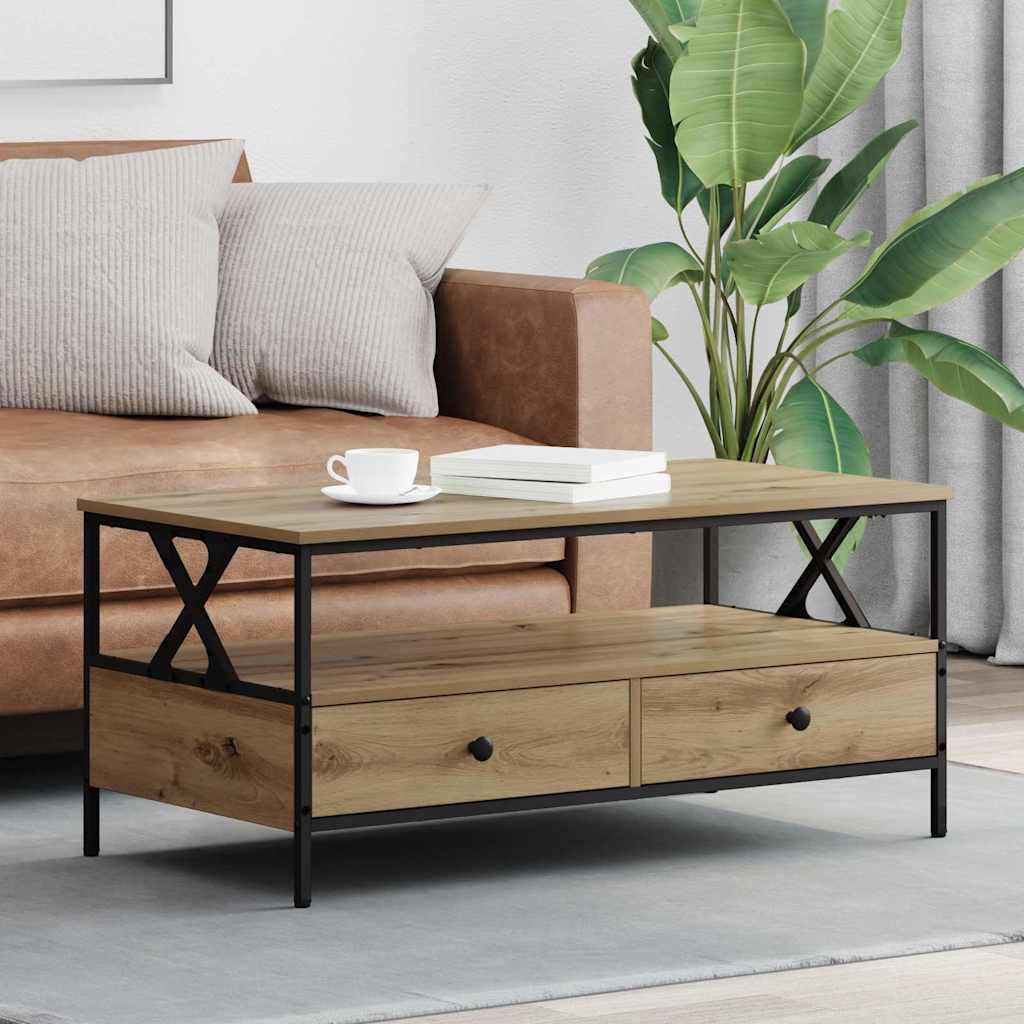 Mesa de centro HKH con cajón Roble Artesanal